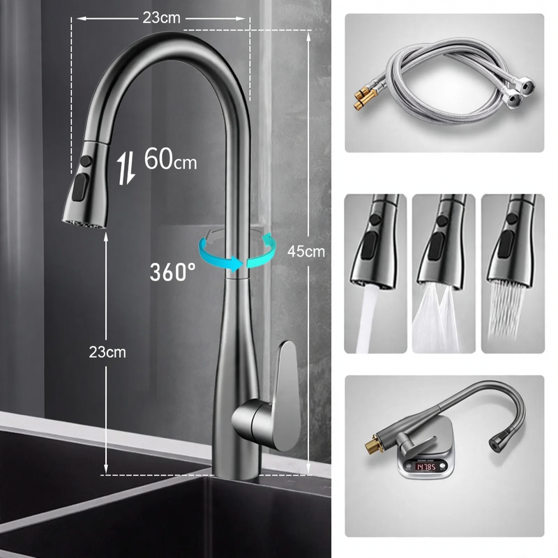 Pull-out kitchen faucet with ceramic valve