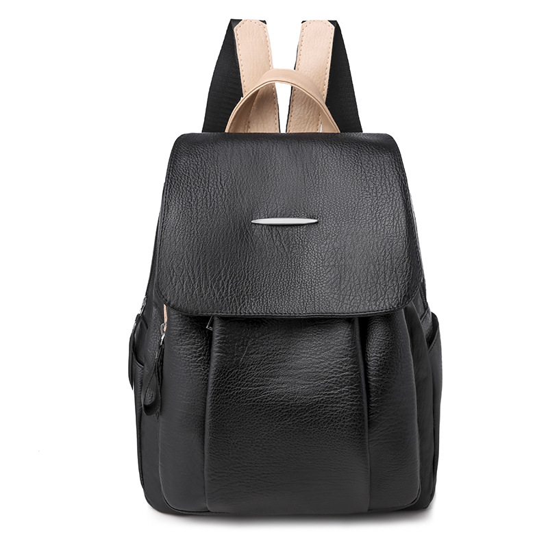 PU Backpack, Solid Color, Business and Casual