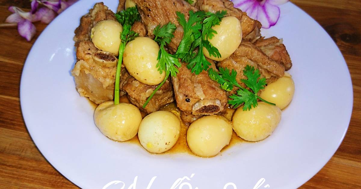 Sườn non rim trứng cút