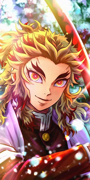 Rengoku, Demon Slayer, Anime, Flame Pillar Full HD iPhone Wallpaper Background