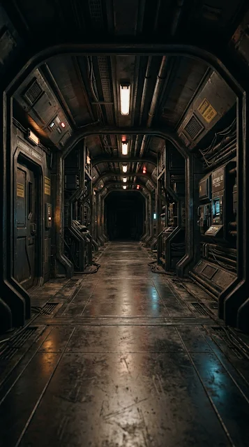 Quiet Sci-Fi Research Facility Corridor Wallpaper