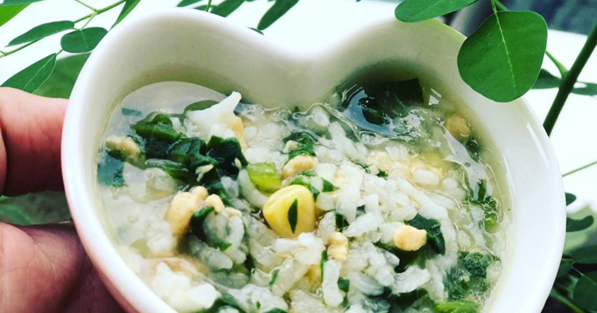 Cháo mồng tơi cá lóc xào bắp