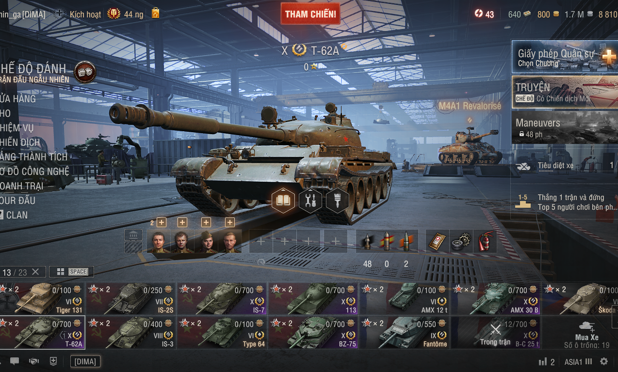 Acc World of Tanks PC gồm 6 tank X BZ-75, 113, IS-7, T-62A,...