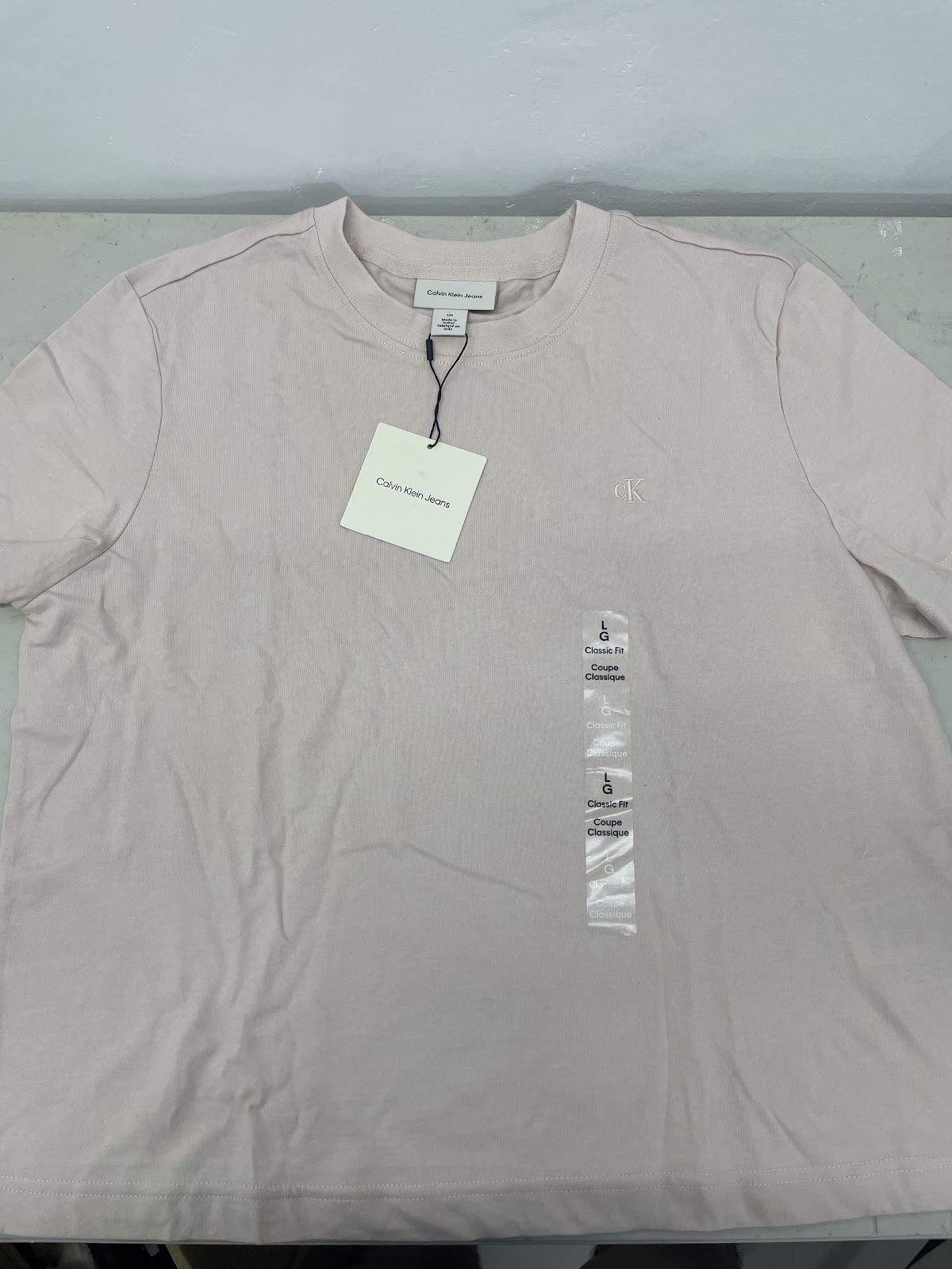 Ck W Shirt Minimalist Baby Pink L #2187