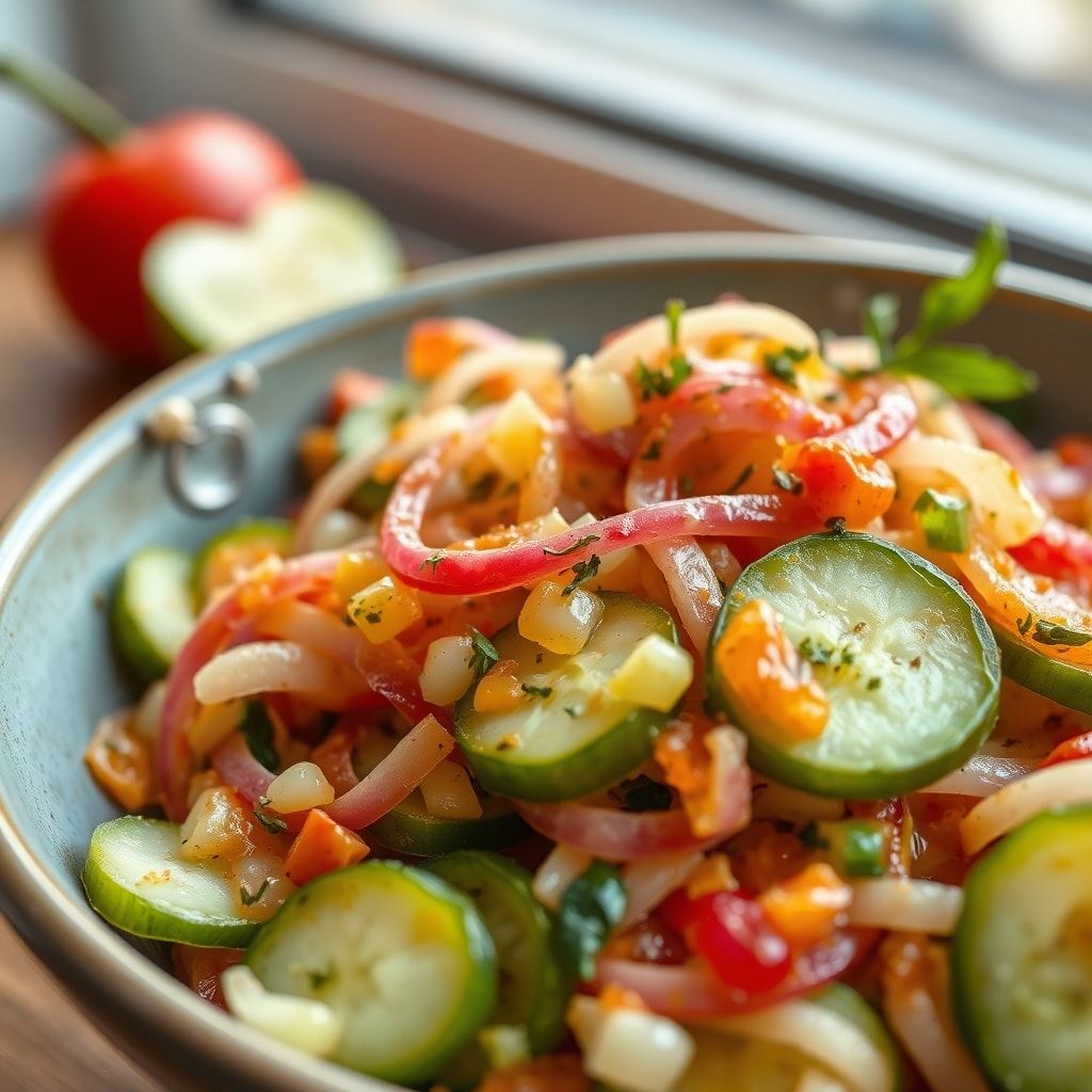 Quick Pickled Cucumber Onion and Bell Pepper Salad Recipe – Easy 15-Minute Side