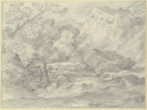 Gebirgsgegend mit einem großen Felsstück 1840