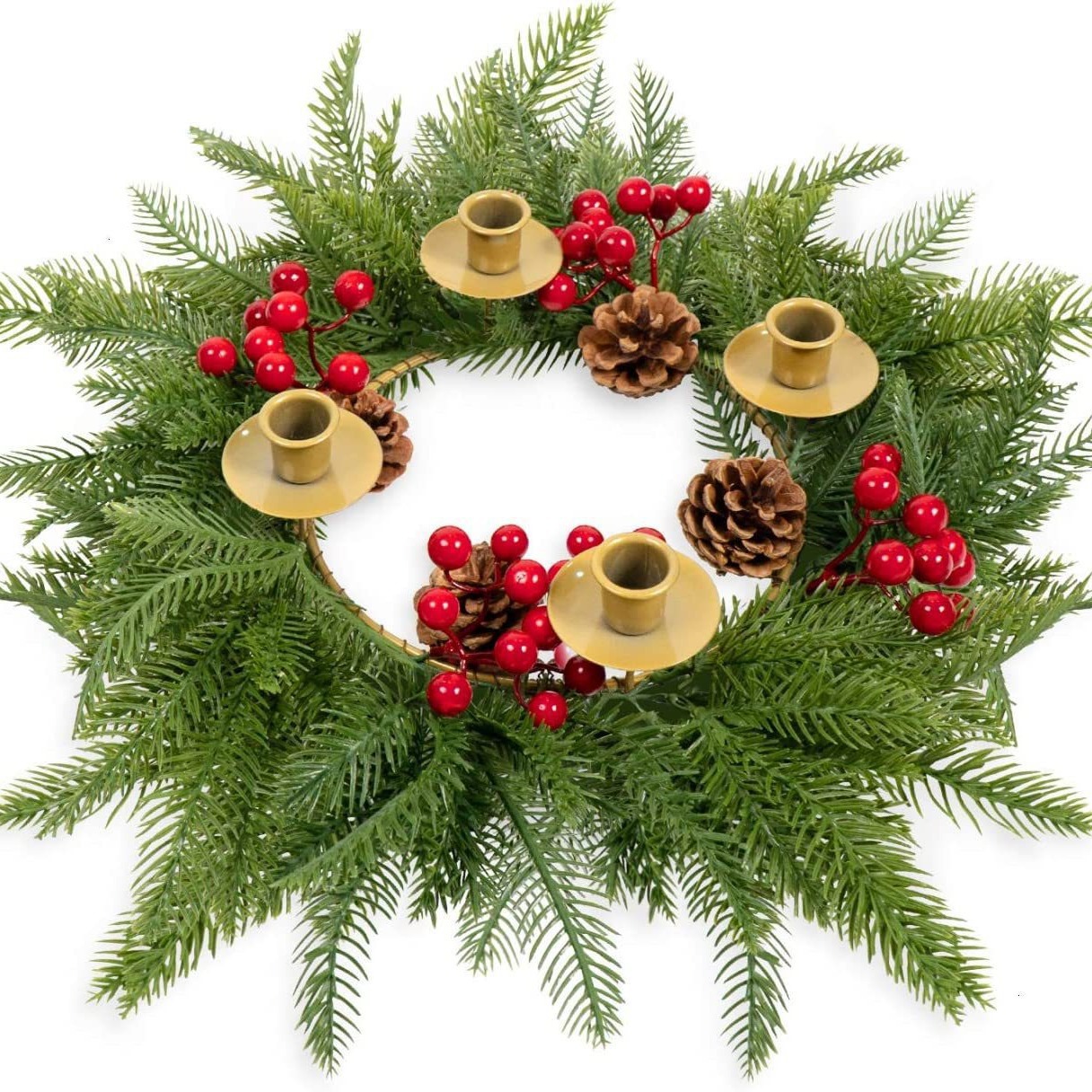 Adventskranz mit Kerzenhalter und Dekoration