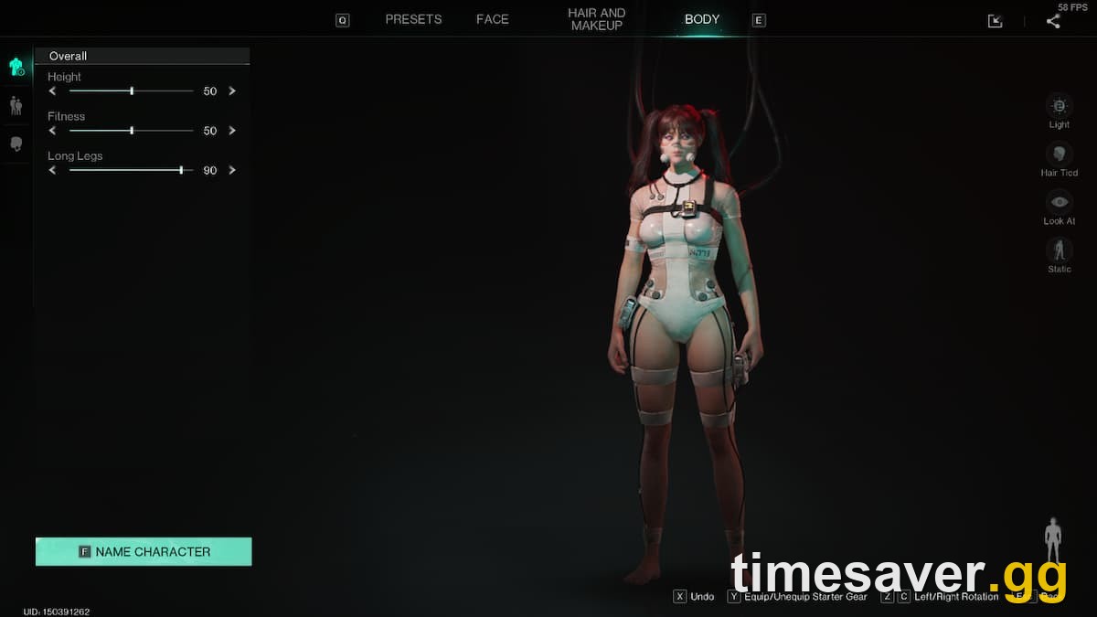 Once Human character-customization Body tab showing height and body-shape sliders