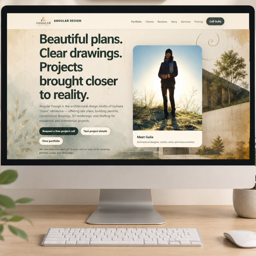 Example website shown on desktop