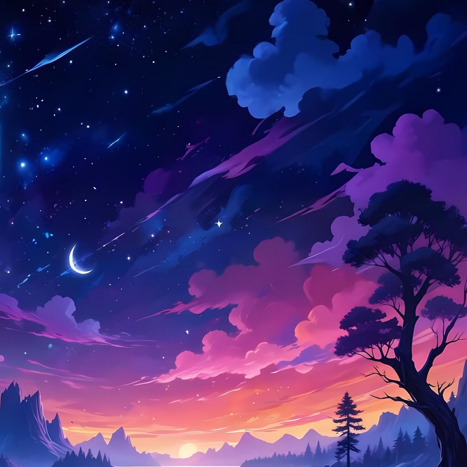 Download Vibrant Starry Night Over Lake Full HD iPhone