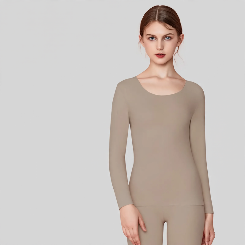 Women's thermal underwear set, lined, round neckline