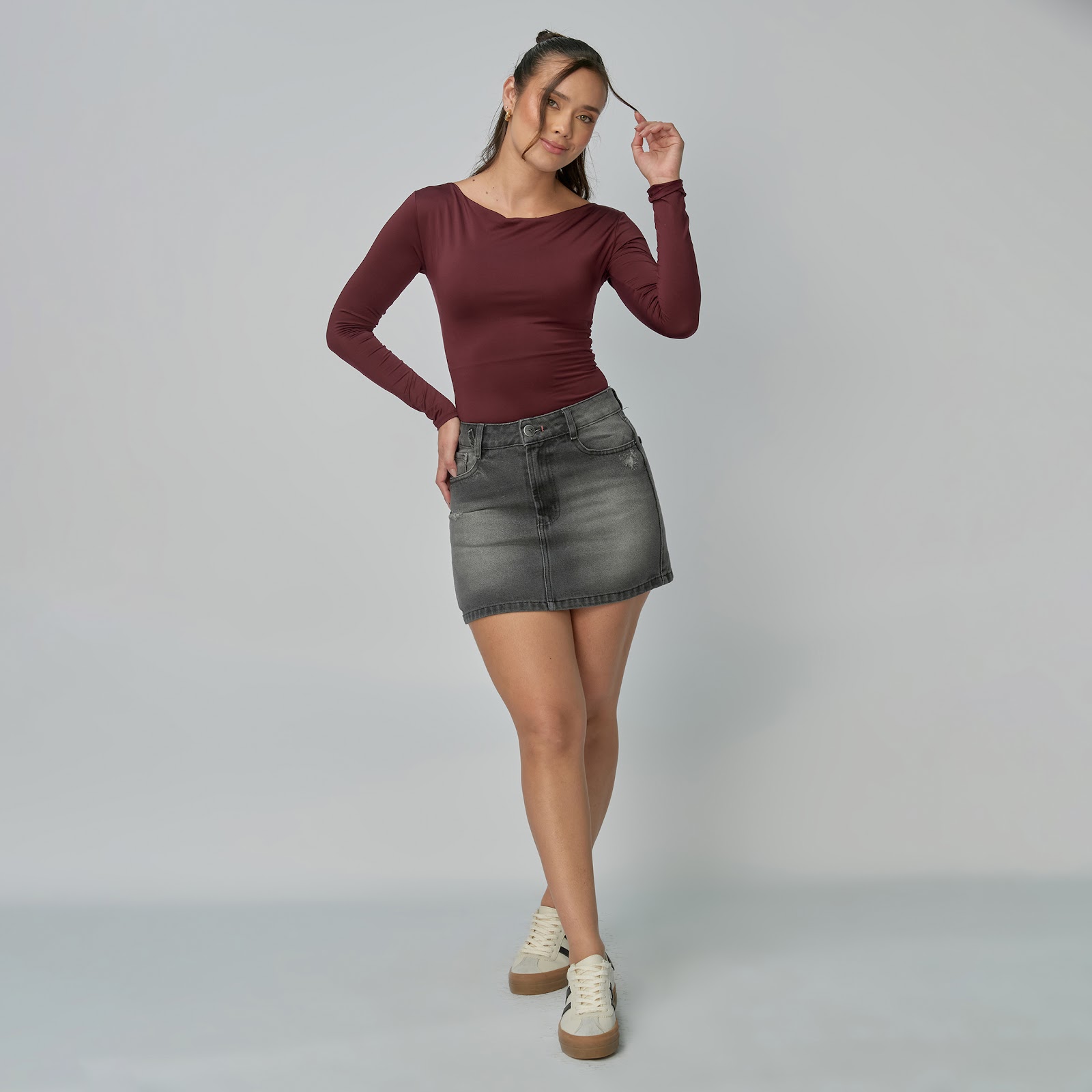 Falda dama rígida, color Gris - Vista 2
