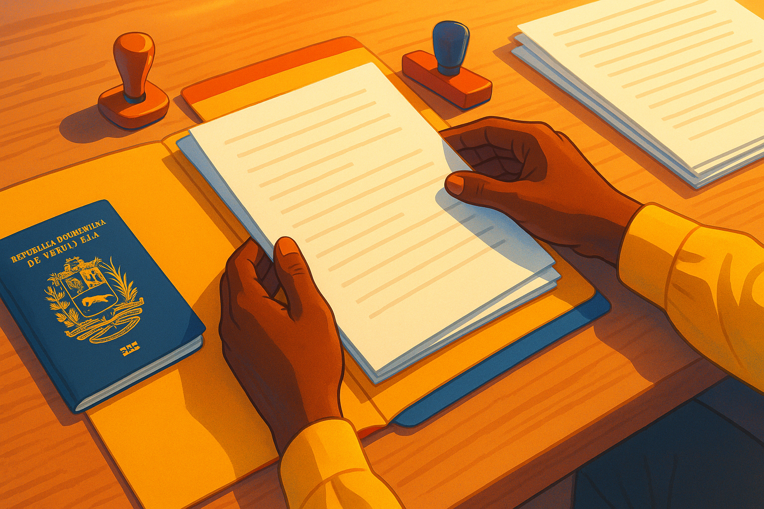 Carpeta de trámites migratorios y documentos apostillados para venezolanos en el exterior