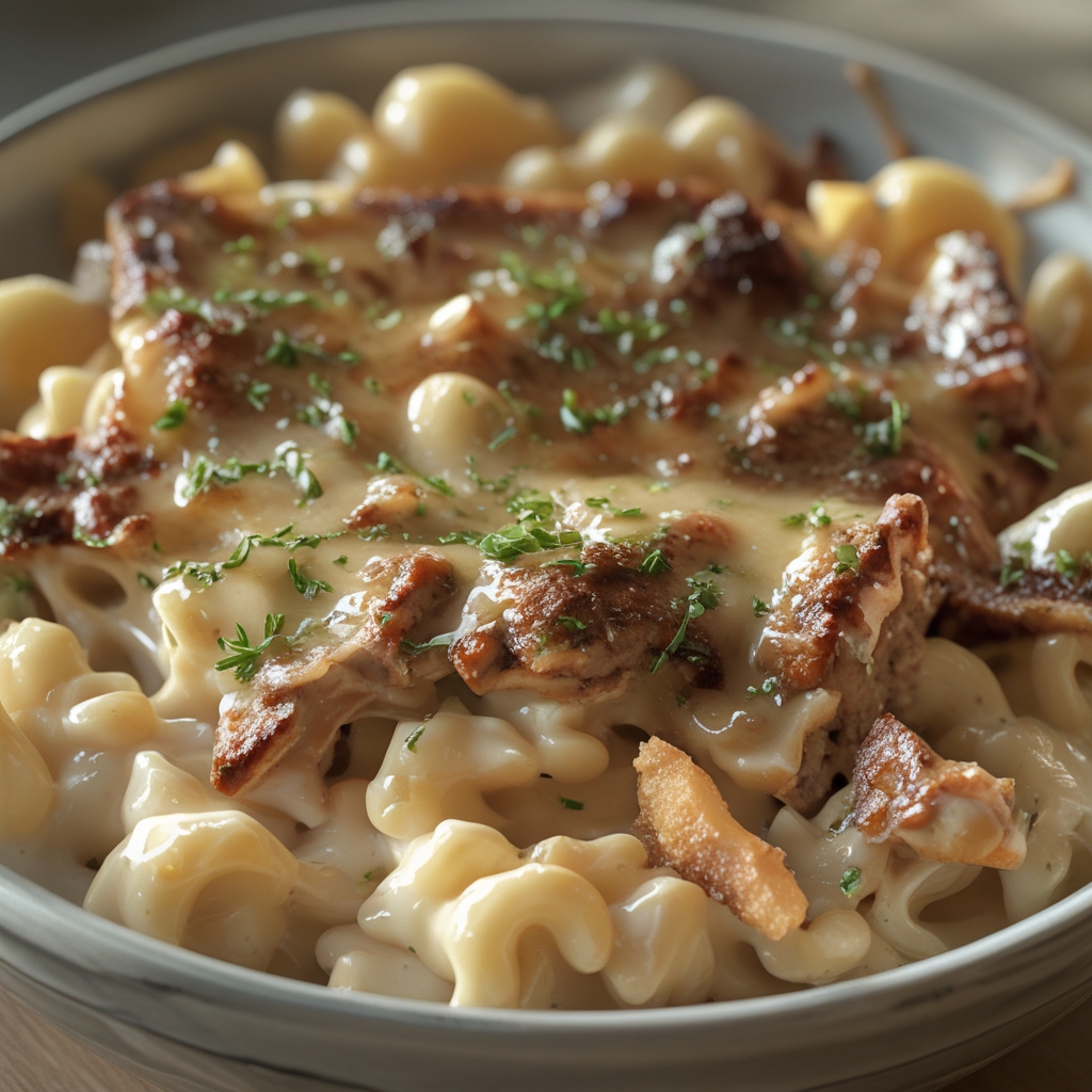 High-Protein Creamy Philly Cheesesteak Mac & Cheese - Easy, Comforting, and Packed with Protein