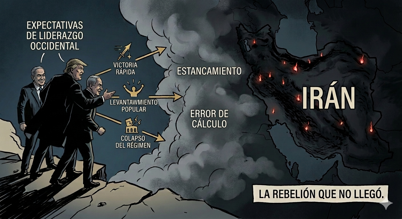 El espejismo de la rebelión en Irán: Por qué  ha fallado hasta ahora el plan de Israel y Trump para implosionar la teocracia dictatorial