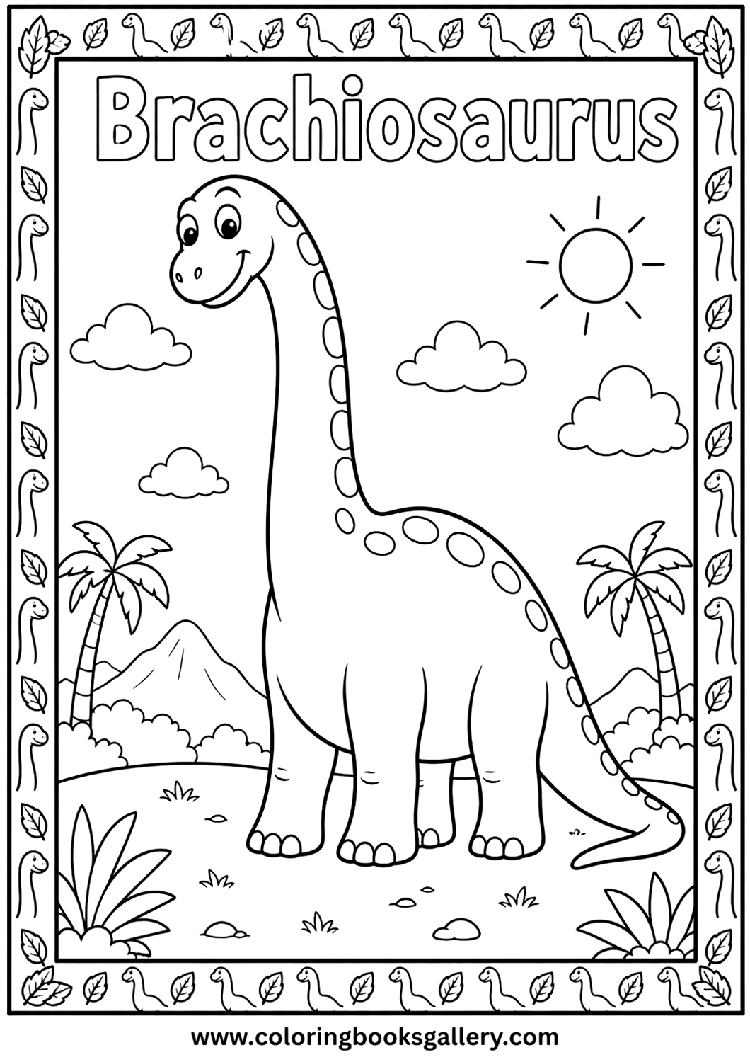 Explore the Big Friendly Brachiosaurus Coloring Sheet – A Fun Activity for All Ages – free coloring page for kids