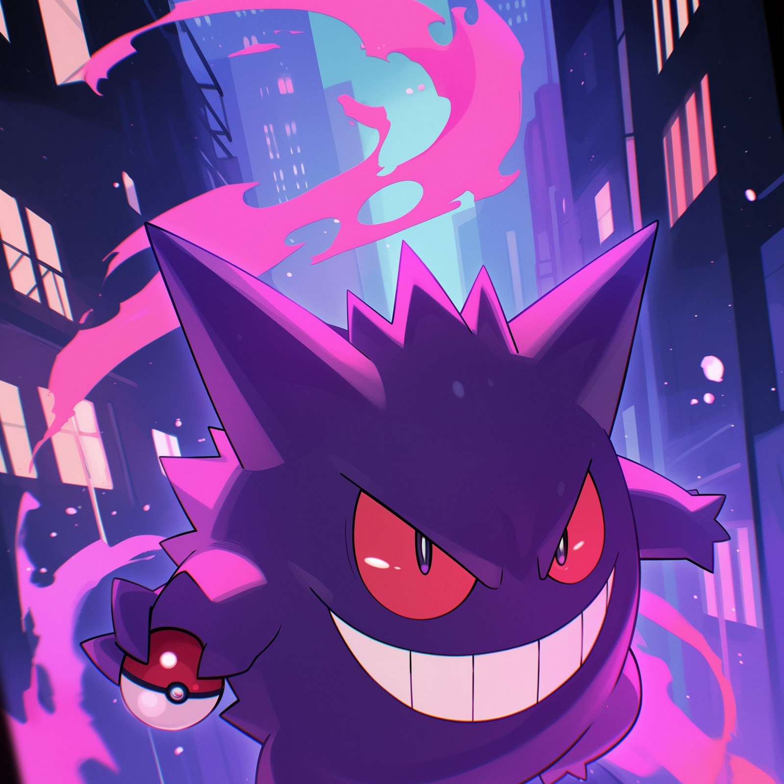 Download Gengar, Pokemon, Ghost Type, Anime Art 2K iPhone