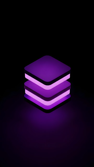 Minimalist 3D Render of Stacked Floating Purple Layers on Black - Free mobile Wallpaper