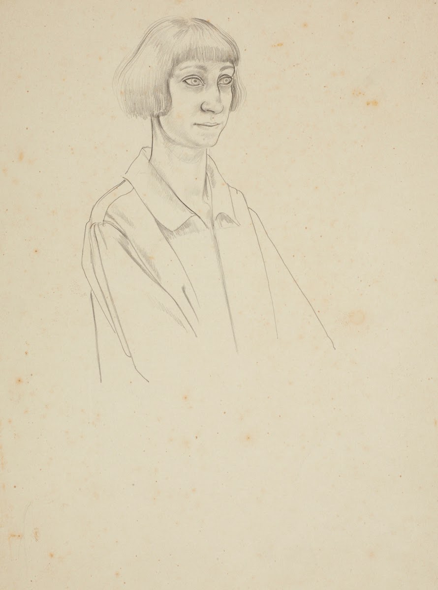 Untitled study of woman with bobbed hair  preparatory drawing for The marriage a