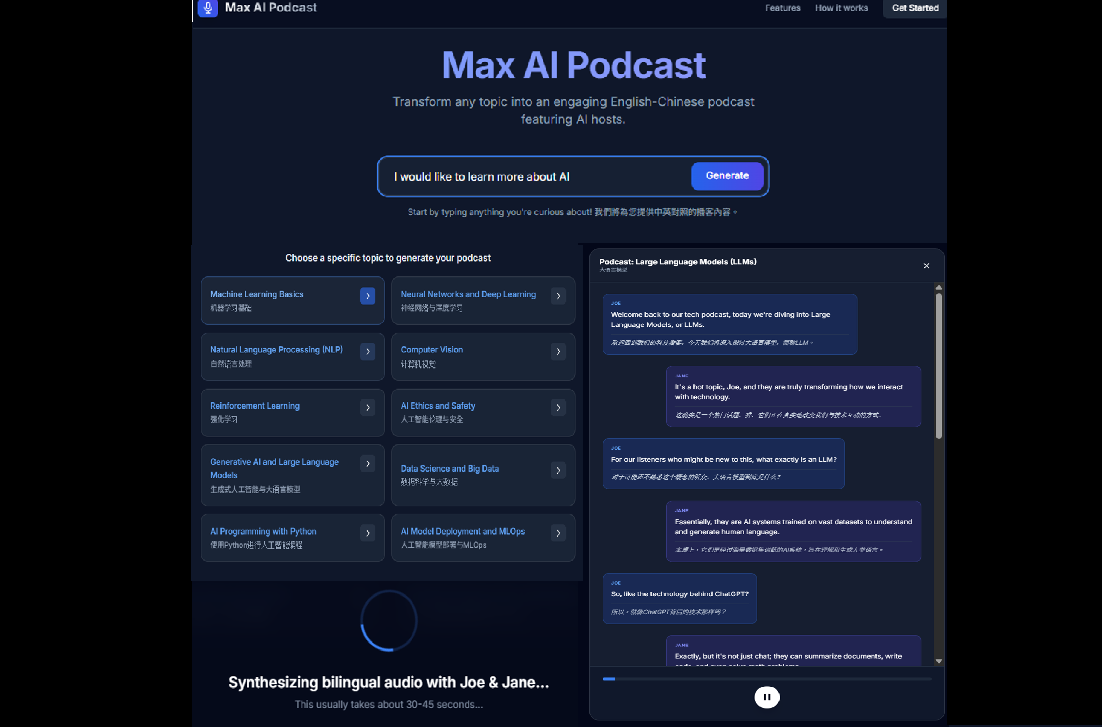 AI-generated podcast app