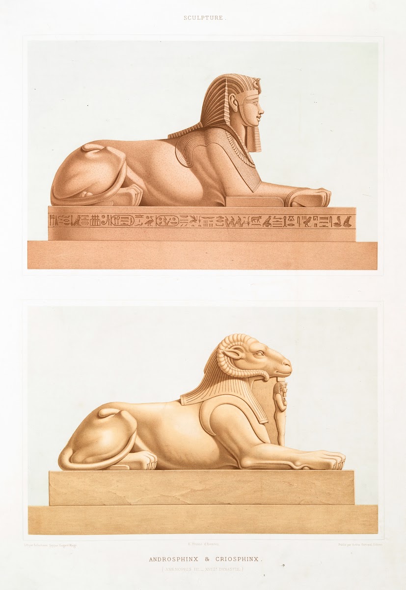 Sculpture androsphinx et criosphinx Aménophis III  XVIIIe dynastie 1878