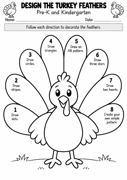 Turkey Feather Design Worksheet