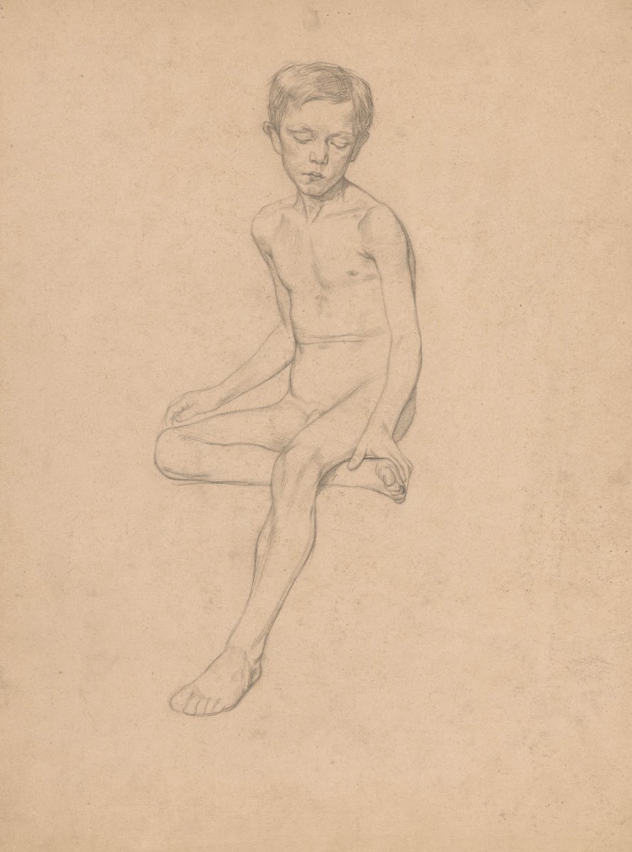 Zittende naakte jongen 1874   1925