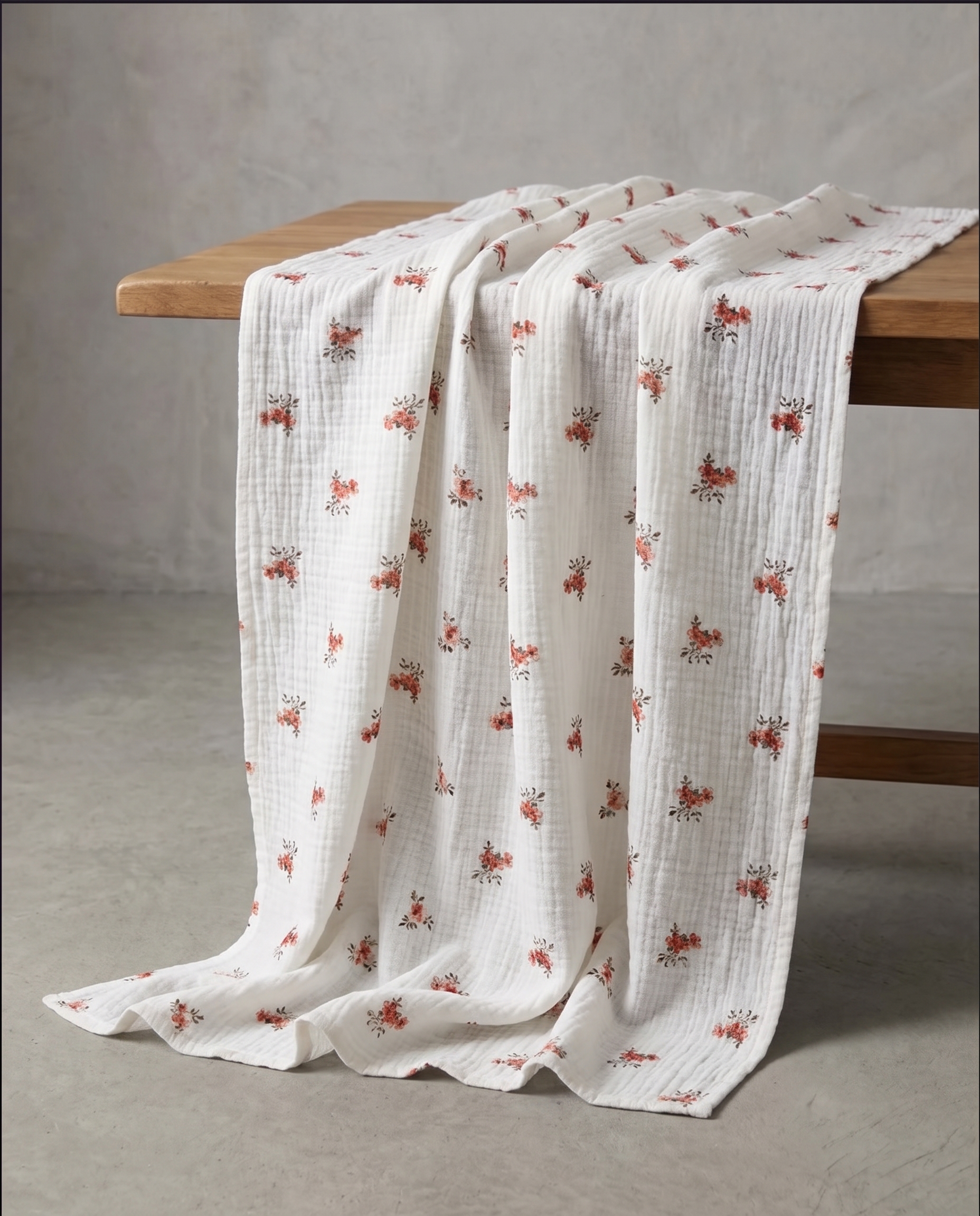 Floral Soft Cotton Double Gauze Muslin Fabric 55 in / 140 cm - Baby Blanket & Dress Material - Cottagecore Style : FLORA ROMANCE High