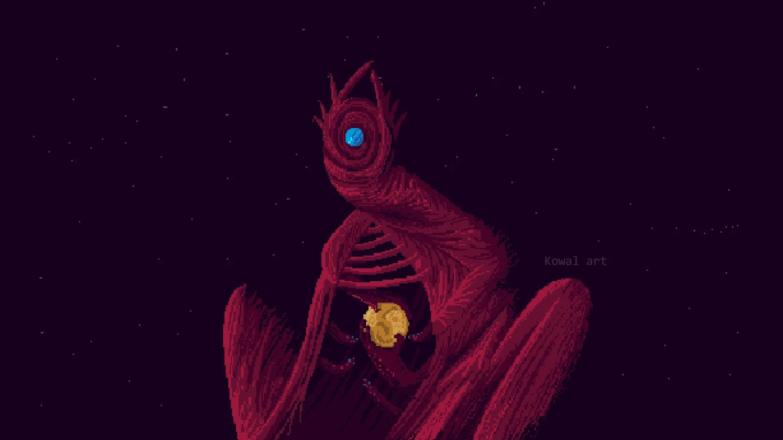 Demon, Kowalart, Pixel Art, 16-Bit, 2-Bit 5K Desktop, iPhone Wallpaper Background