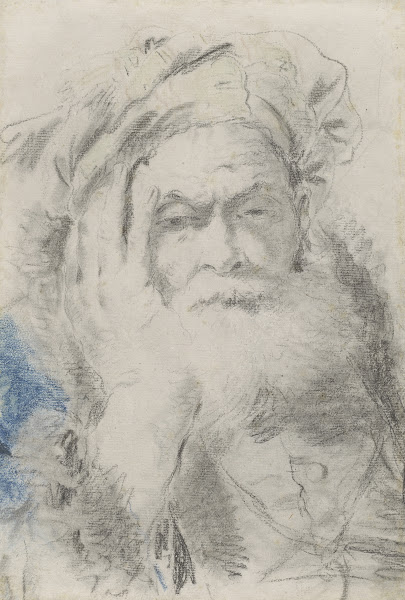 A Bearded Old Man Leaning His Head on His Hand 1755 1762