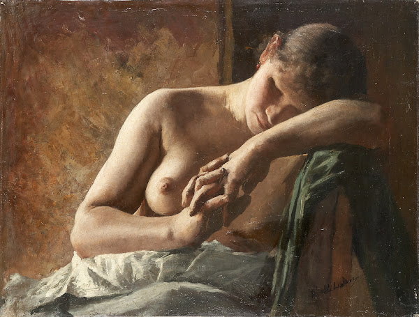 Model study of a sleeping girl ca 1890