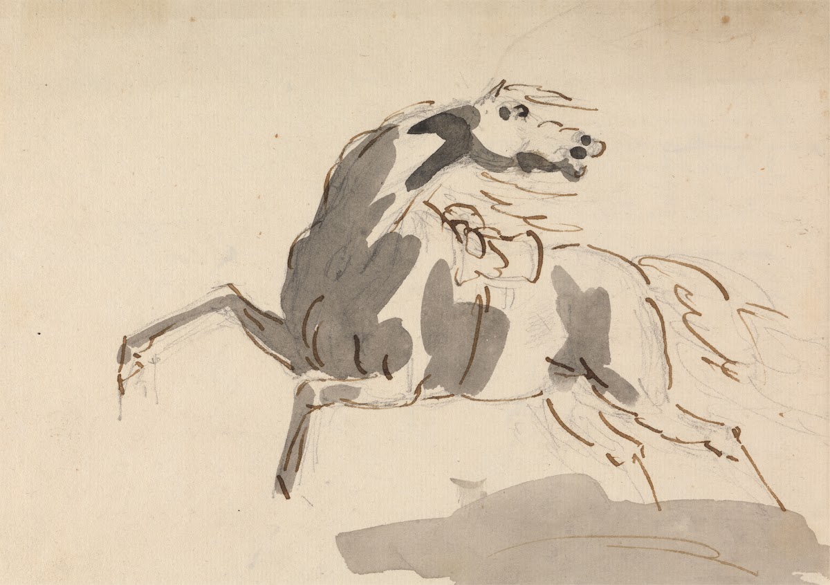 Horse running towards left