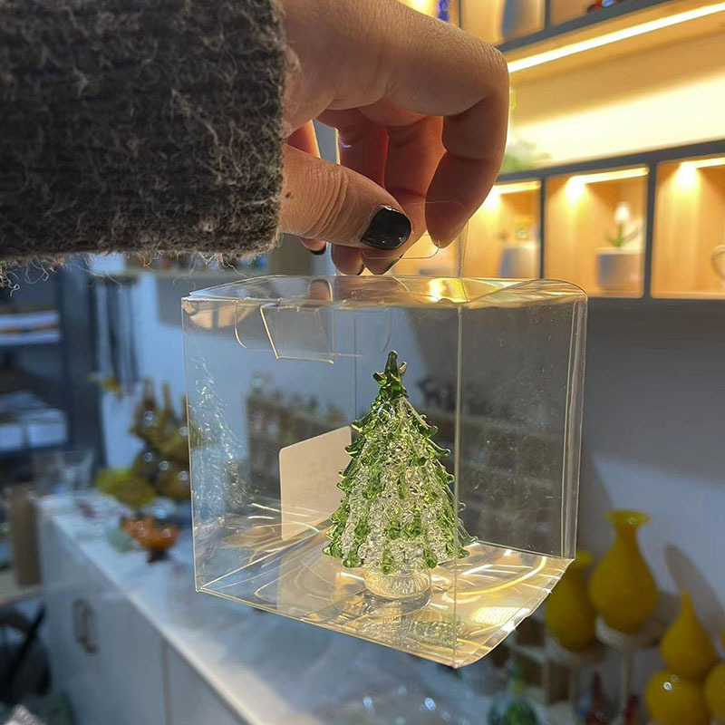 Glass Christmas tree, 8.5 cm, handmade decoration