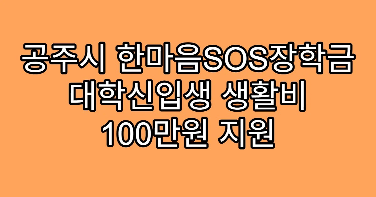 공주시 한마음SOS장학금 대학신입생 생활비 100만원 지원
