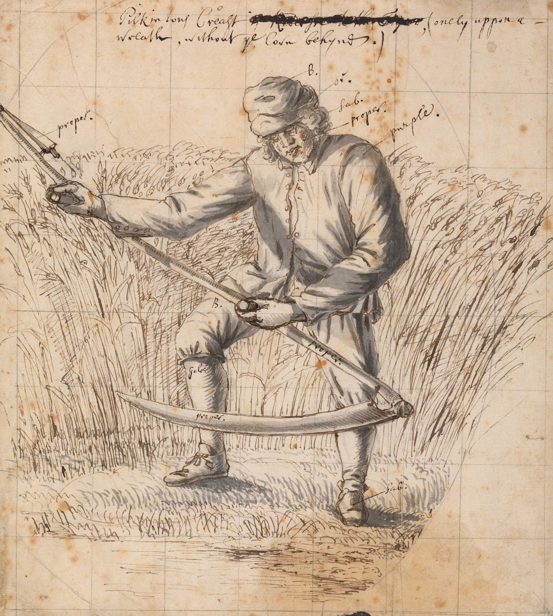 A Study for the Pilkington Crest a mower with a scythe