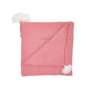 Детский плед Twins муслиновый 90x90 утепленный с кисточками Dirty rose