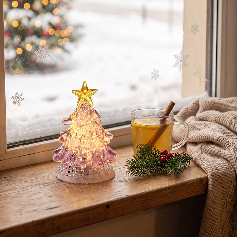 Handgeferti Glas-Weihnachtsbaum-Nachtleuchte