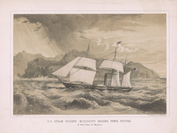 US steam frigate Mississippi passing Punta Tristao N west point of Madeira 1856