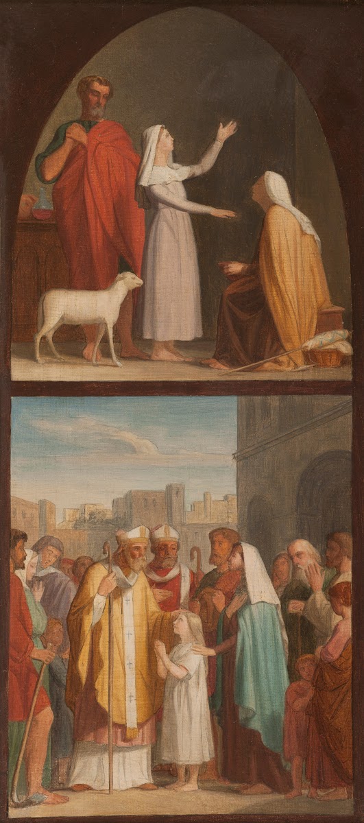 Sainte Geneviève guérit sa mère aveugle Saint Germain dAuxerre et saint Loup pré