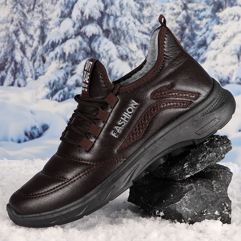 Warm men's winter boots with faux fur lining