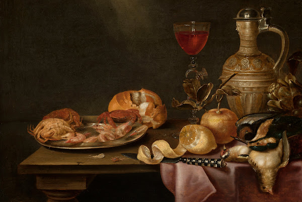 Still life with shrimps and crabs on a tin plate 1641