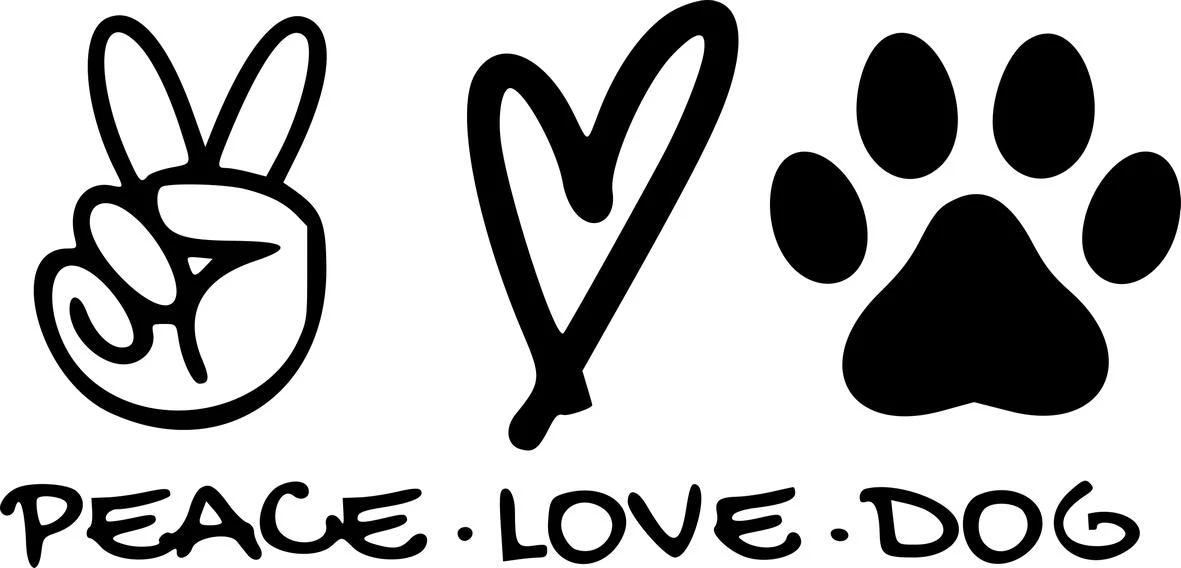 Peace Love Dog SVG with peace sign, heart, paw print for Waterjet cutting