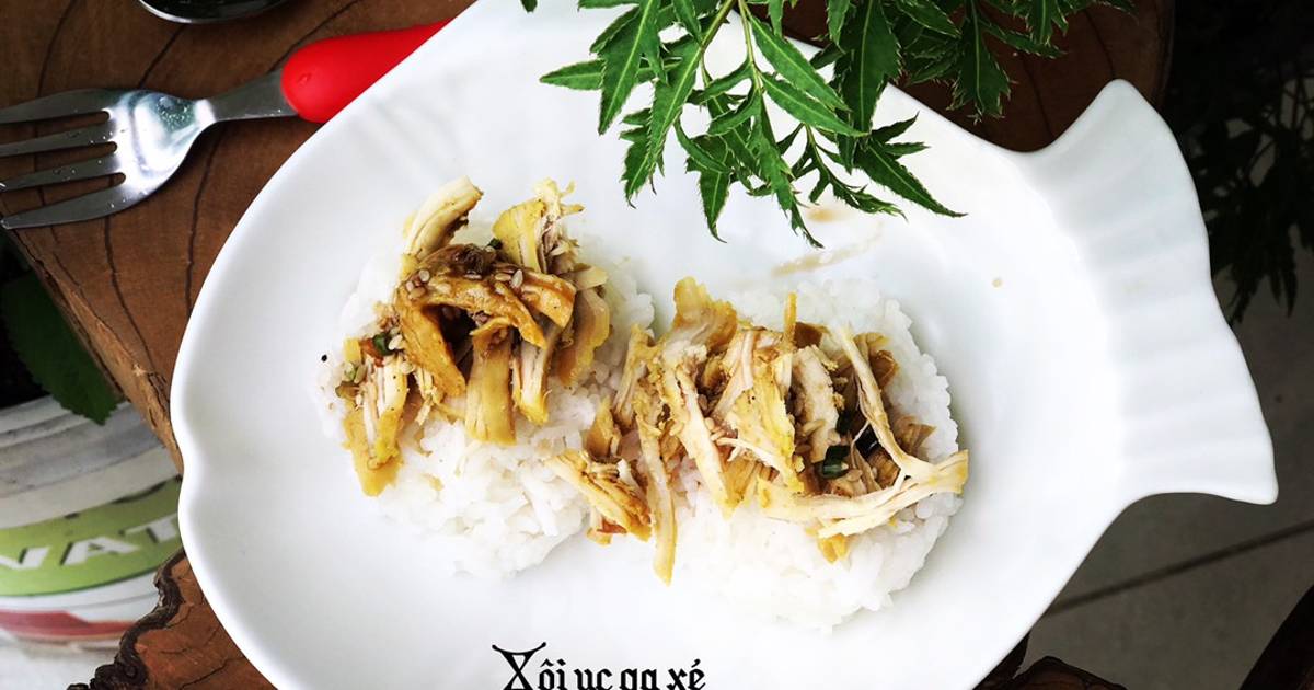 Xôi ức gà xé ram nước sốt BBQ