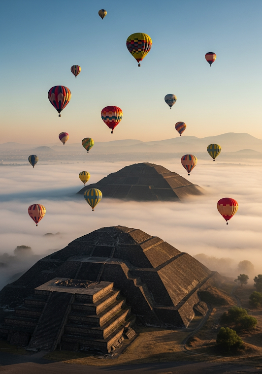 Teotihuacan Hot Air Balloons Sunrise