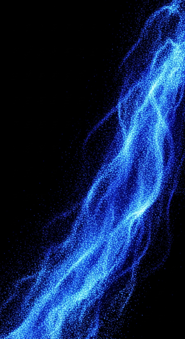 Abstract 3D Render of Swirling Electric Blue Particles on a Deep Black Background - Free 4K mobile Wallpaper