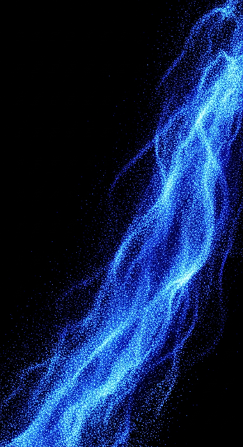 Abstract 3D Render of Swirling Electric Blue Particles on a Deep Black Background