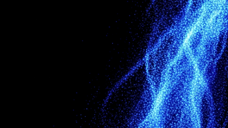 Abstract 3D Render of Swirling Electric Blue Particles on a Deep Black Background