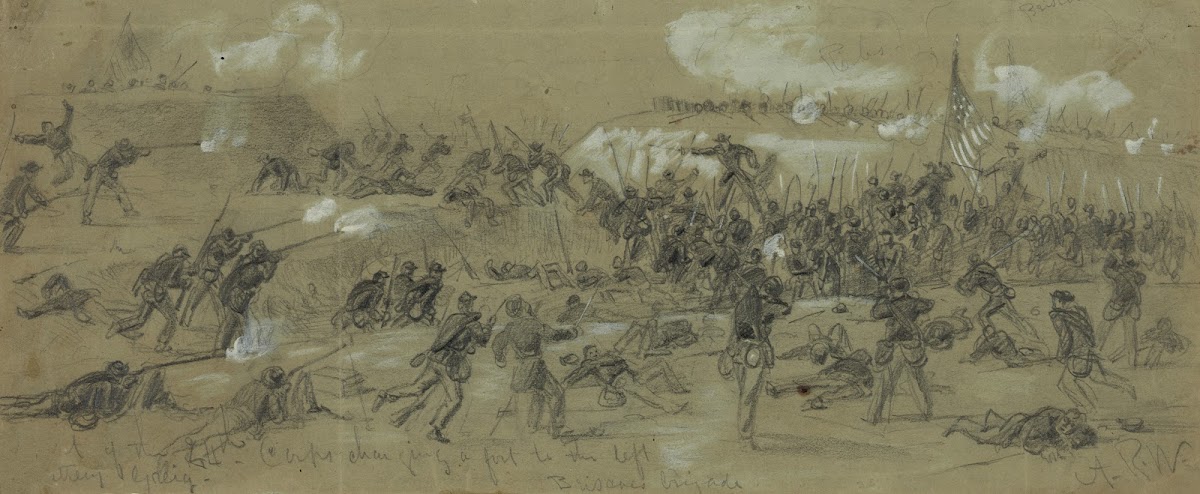 The 24th Corps charging a fort to the left 1865