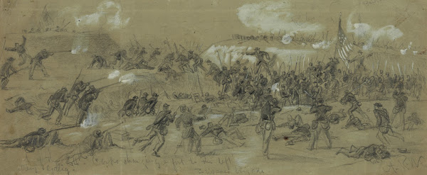 The 24th Corps charging a fort to the left 1865