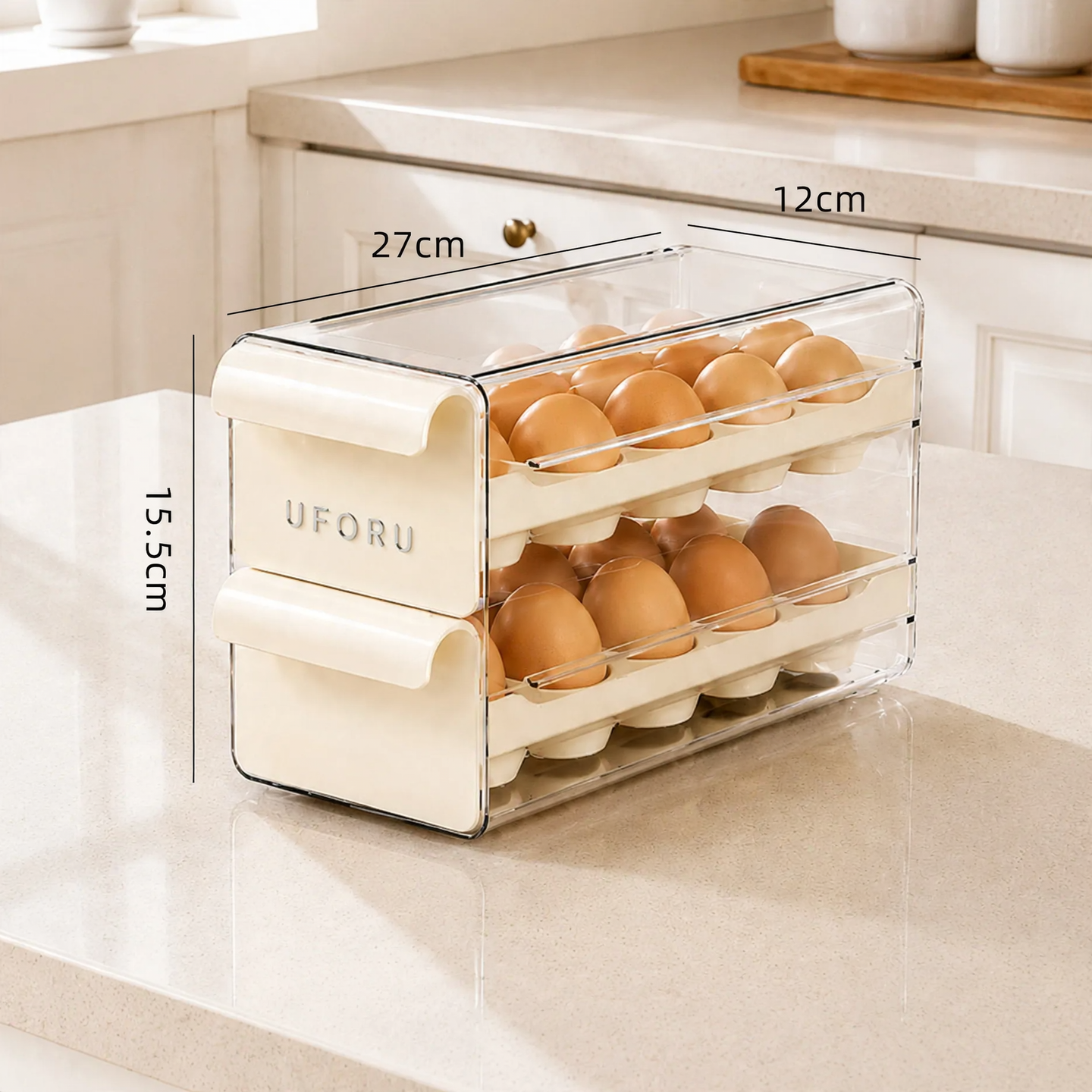 Double Egg Storage Box, Expandable, Plastic